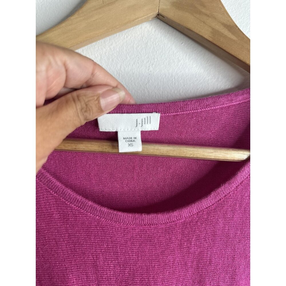 J Jill Sweater Blouse Womens XS Linen Blend 3/4 Sleeve Tie Hem Pullover Top - Picture 5 of 9